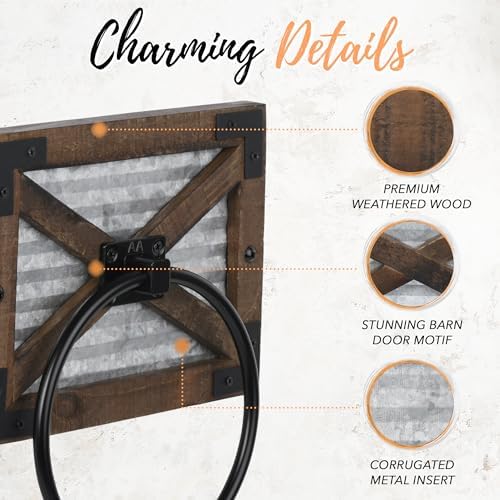 Rustic Farmhouse Towel Ring for Bathroom