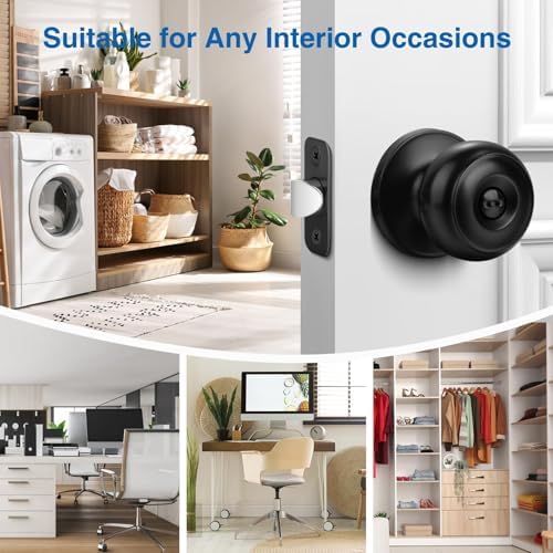 Sopoby 6-Piece Privacy Door Knobs Matte Black Modern Design