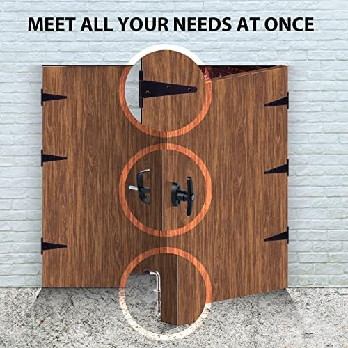 BTEOBFYS 6 T-Hinge Shed Door Complete Kit with T-Handle Lock for Gates and Playrooms