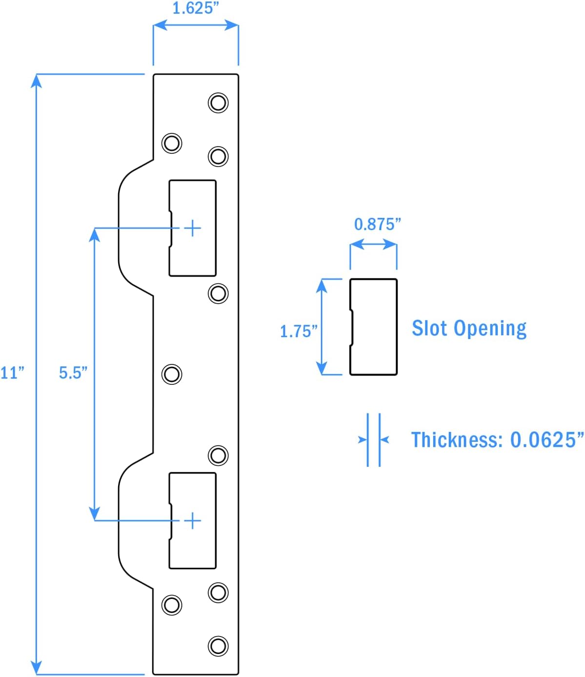 NUK3Y SP550 Combination Security Door Strike for 55-Inch Hole Matte Black