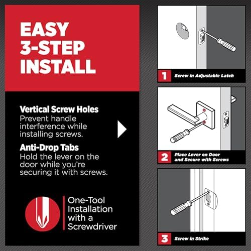 Kwikset Entry Door Handle Set with Key Easy-Install Lever Lock System