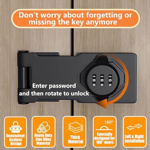 Bifold Door Lock with 3-Digit Password Keyless Design for Cabinets
