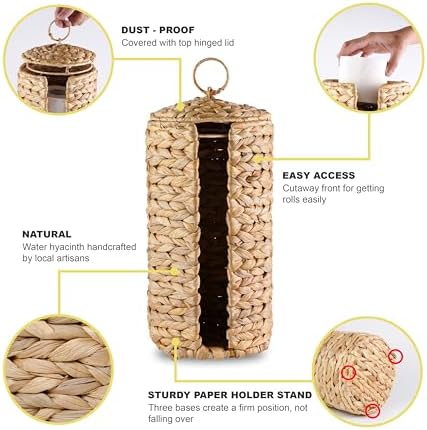 Stylish Wicker Toilet Paper Stand with Lid