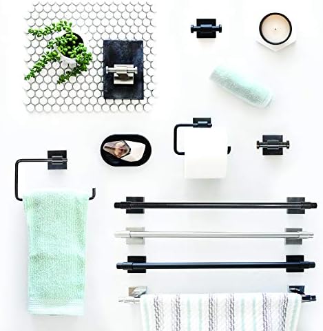 Sturdy Matte Black Towel Holder Bathroom Organizing Essential