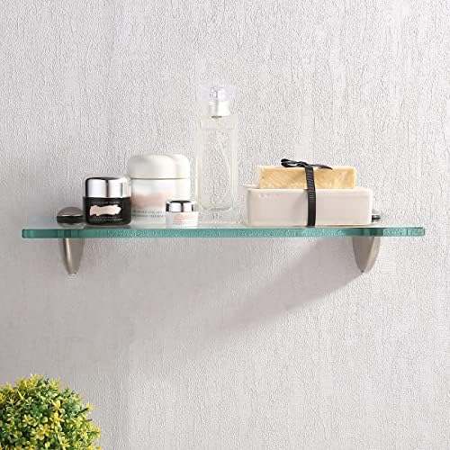 Kes Bathroom Glass Shelf Extra Thick Tempered Glass Organizer Shelf for Kids Safe Durable