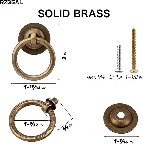 4-Piece Antique Brass Cabinet Pulls Set with M4 screws Perfect for adding style to your cabinets