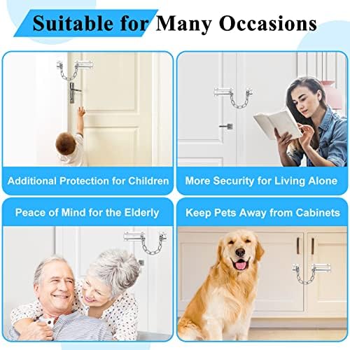 2-Package Door Chain Lock Stainless Steel Door Lock Set with 12 Screws