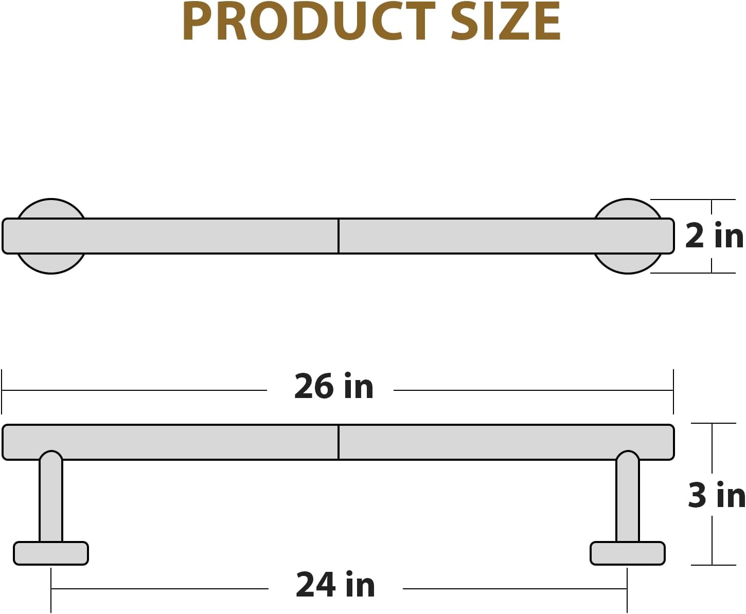 Matte Black Towel Rack 24 Hanging Stainless Steel Modern Bathroom Decor