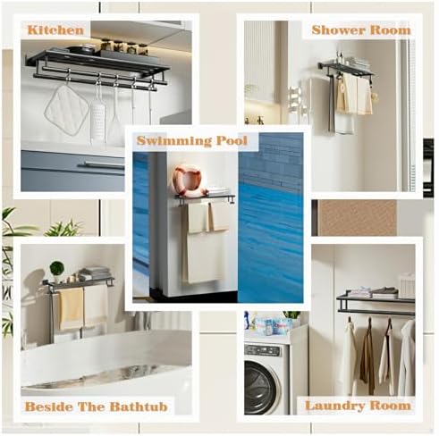 Alise Premium Stainless Steel Towel Rack Double Towel Bars 24 Inch Matte Black