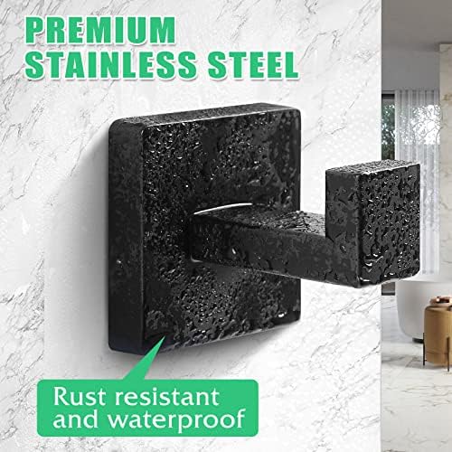 Fenas Stainless Steel Matte Black Towel Hooks 2 Pack