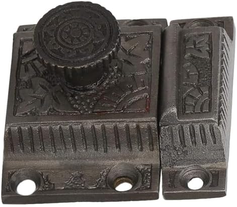 --------Handmade Antique Iron Finish - Secure Closing Cabinet Latch with Windsor Knob Design