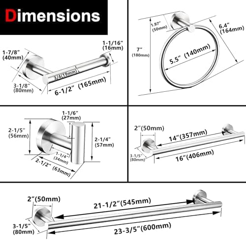 Modern 6-Piece Stainless Steel Bathroom Hardware Set