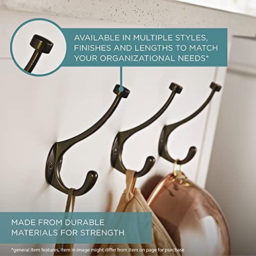 5-Pack Nickel Double Wall Hooks for Coats Bags Towels