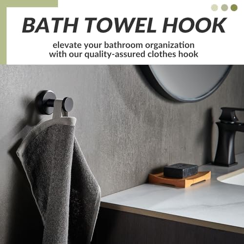 Sleek Matte Black Stainless Steel Robe Towel Hook for Space-Saving Storage in Bathroom Kitchen or Bedroom