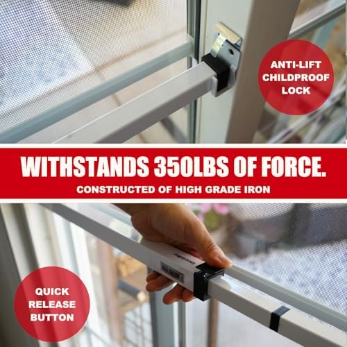 SecurityMan Adjustable Sliding Door Security Bar - Childproof White