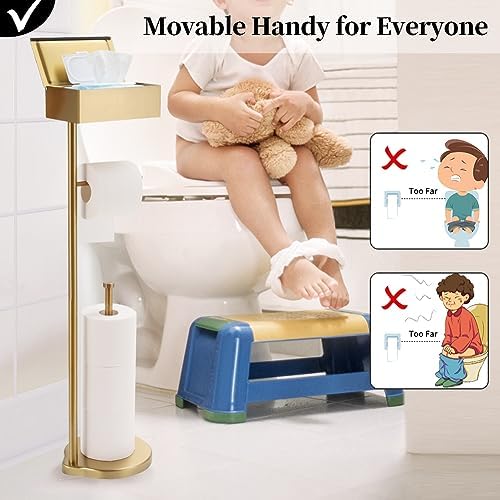 Theaoo Multi-Functional Toilet Paper Holder with Shelf Gold