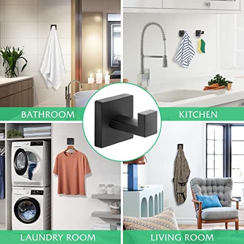 Fenas Stainless Steel Matte Black Towel Hooks 2 Pack