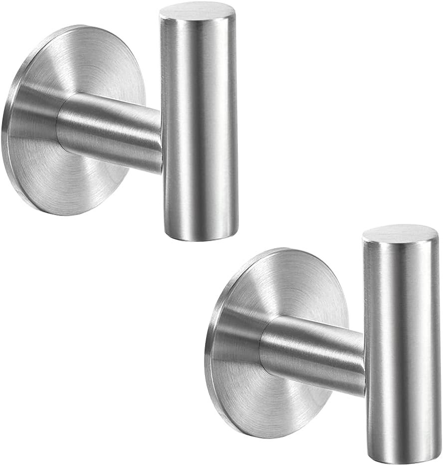 Vuzvuv Adhesive Hooks - Heavy Duty Stainless Steel Towel for Bathroom Kitchen Hotel Use