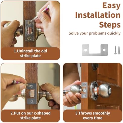 2 Pack Adjustable Strike Plate for Exterior Doors - Easy Installation Enhanced Security