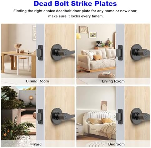 BZTT Black Deadbolt Strike Plate - For Exterior Doors