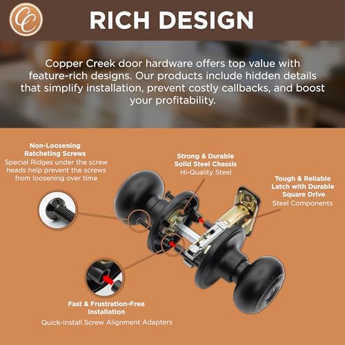 Sturdy Matte Black Door knobs for Home Bath