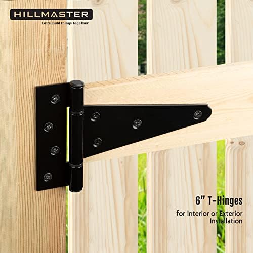 HILLMASTER 6-Inch T-Strap Heavy Duty Shed Door Hinges Pair