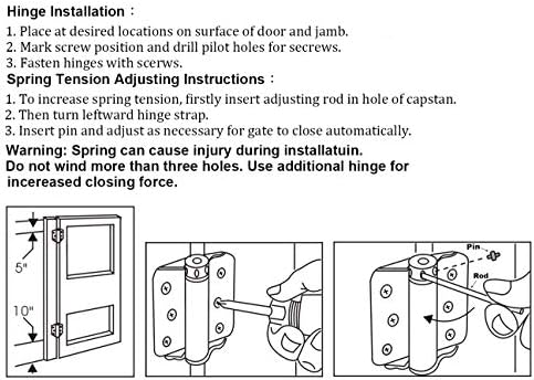 QCAA Heavy Duty Adjustable Spring Hinge 2 Pack - Black Door Hardware for Home Improvement