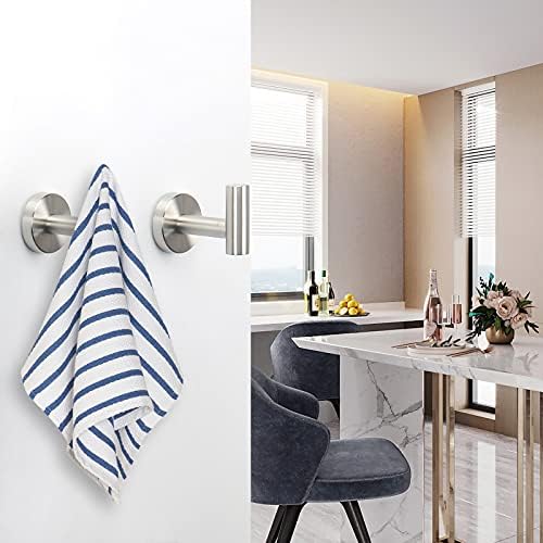 Stainless Steel Towel Hook 4-Pack - Brushed Nickel - Heavy Duty - Modern Style
