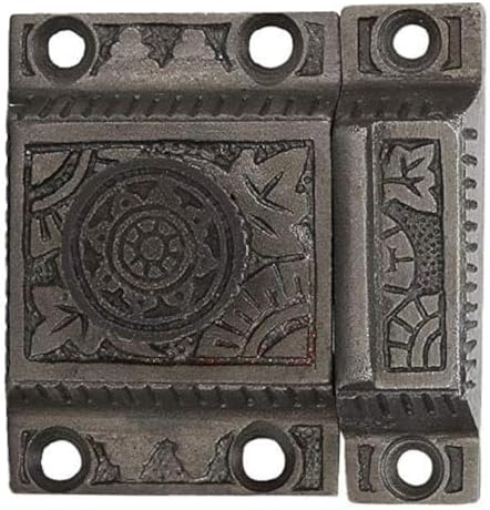 --------Handmade Antique Iron Finish - Secure Closing Cabinet Latch with Windsor Knob Design