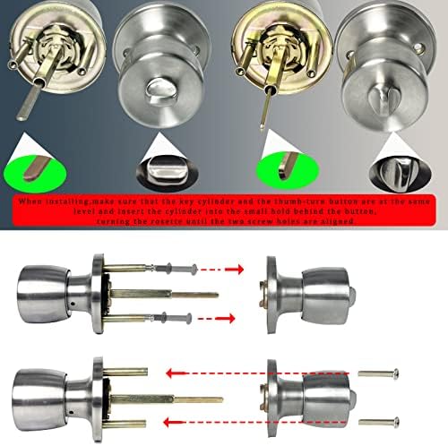 Adjustable Touch-Lock Door Knob with 3 Keys for Home
