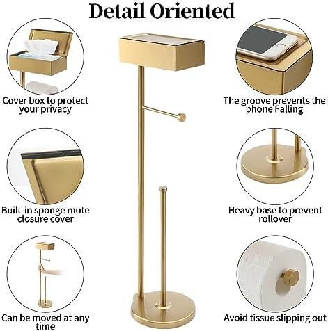 Theaoo Multi-Functional Toilet Paper Holder with Shelf Gold
