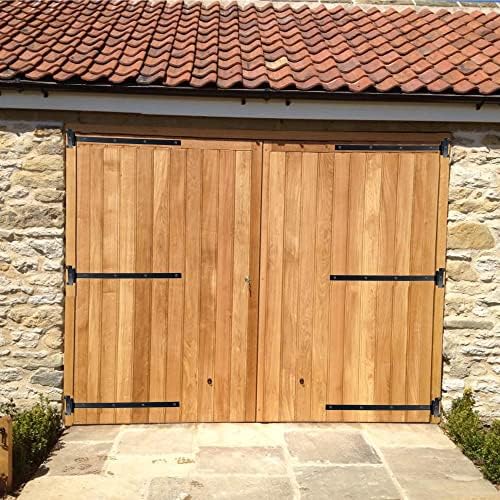 DIYWorld Black Door Hinges Set of 2 18-Inch Hinges Matte Black Heavy Duty