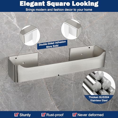 NearMoon Self-Adhesive Hand Towel Holder Stainless Steel Rustproof Stick-On Towel Rack for Bathroom Kitchen