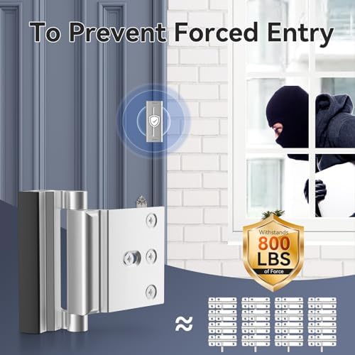 Eoleyiz2Pcs Door Reinforcement Locks 800lbs Childproof Aluminum Door Security Silver
