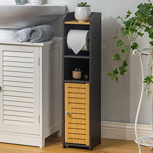 AOJEZOR Small Bathroom TP Holder Stand Black