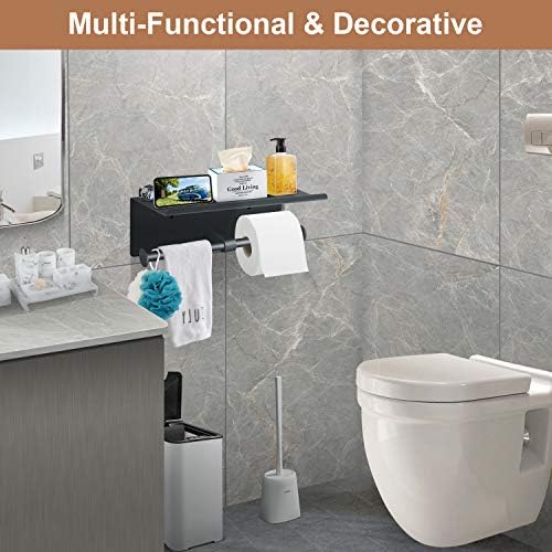 Wall-Mounted Double Roll Toilet Paper Holder Durable Design Matte Black Finish