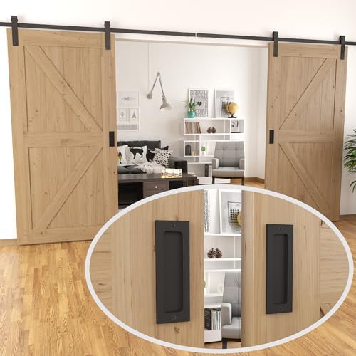 6 Rustic Door Pulls Set - Matte Black 2 Pack