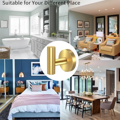 Kruodop 2-Pack Gold Matte Wall Towel Holder Rust-Resistant