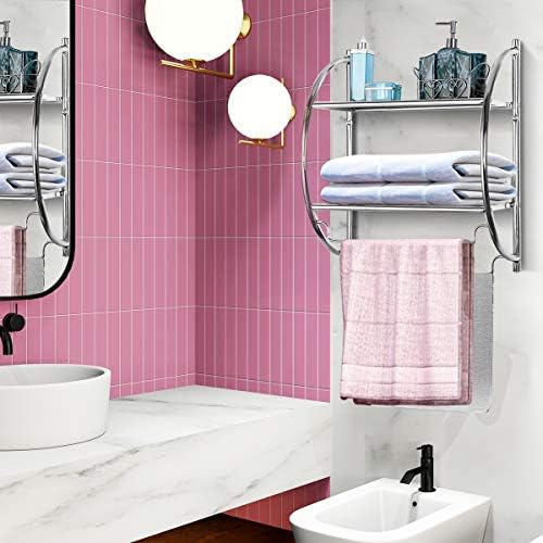 Tangkula Wall Mount 2 Tier Bathroom Shelf with BarsSimple Sturdy Home Storage Solution