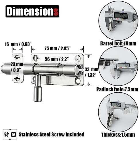 JQK 4-Inch 304 Stainless Steel Door Latch Secure Durable