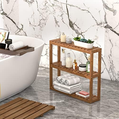 Domax Bamboo Bathroom Shelf - 3-Tier Storage Solution with Adjustable Design and Professional Finish
