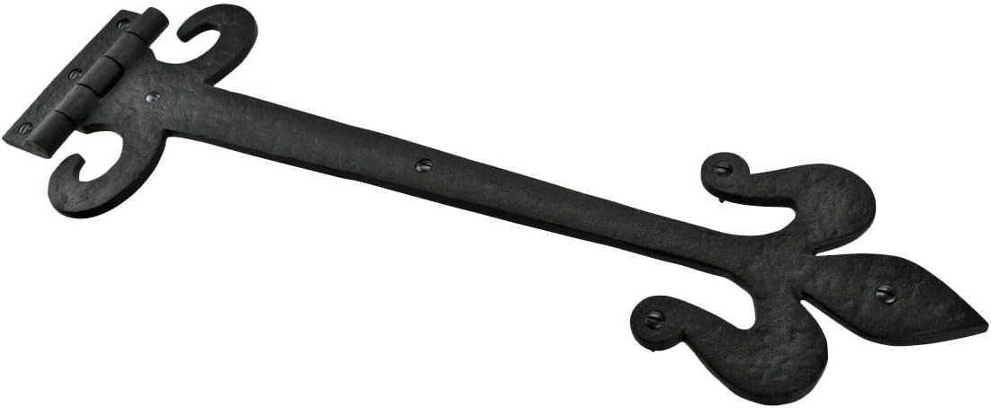 Renovators Supply Manufacturing Black Wrought Iron Fleur De Lis Hinges 18-Inch Pack of 4