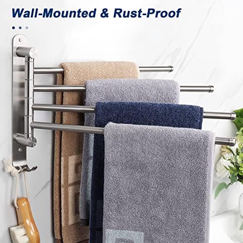 NearMoon 4-Arm Swivel Towel Rack Rust-Proof Stainless Steel Towel Bar