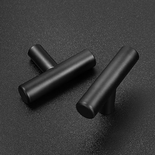 Estmoon 30-Piece Stainless Steel Cabinet Knobs Matte Black T Bar Design for Drawers Cabinets and More
