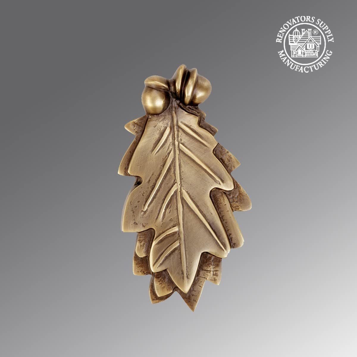 Antique Brass Oak Leaf Front Door Knockers with Mounting Hardware - Heavy Duty Door Hardware