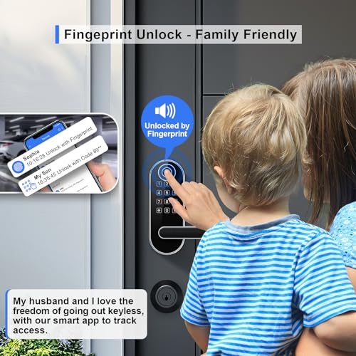 Smart Lock Fingerprint Entry Keypad Secure Easy Door Entry Google Assistant Alexa Compatible