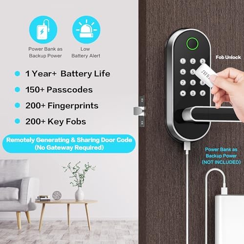 Sifely Keyless Entry Smart Door Lock Fingerprint Passcode Perfect Home Security