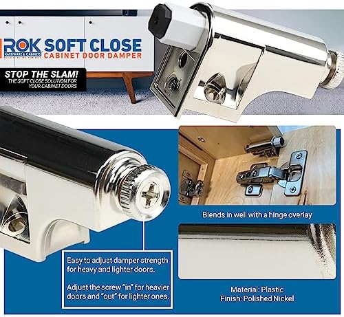 25 Pack Rok Soft Close Damper for Cabinets Polished Nickel Finish