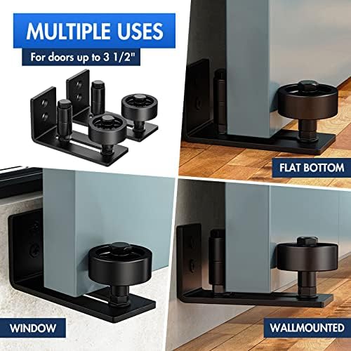 Lvyesea2-Piece Barn Door Bottom Guide Steel POM Matte Black Silent Roller