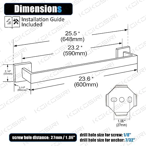 Premium 24-Inch Stainless Steel Towel Bar for Home